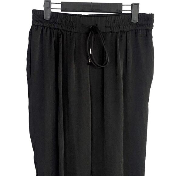 Zara Trf Tapered Elastic Drawstring Waist Harem Pant Pockets Sheer M Black #3776 - Picture 3 of 15